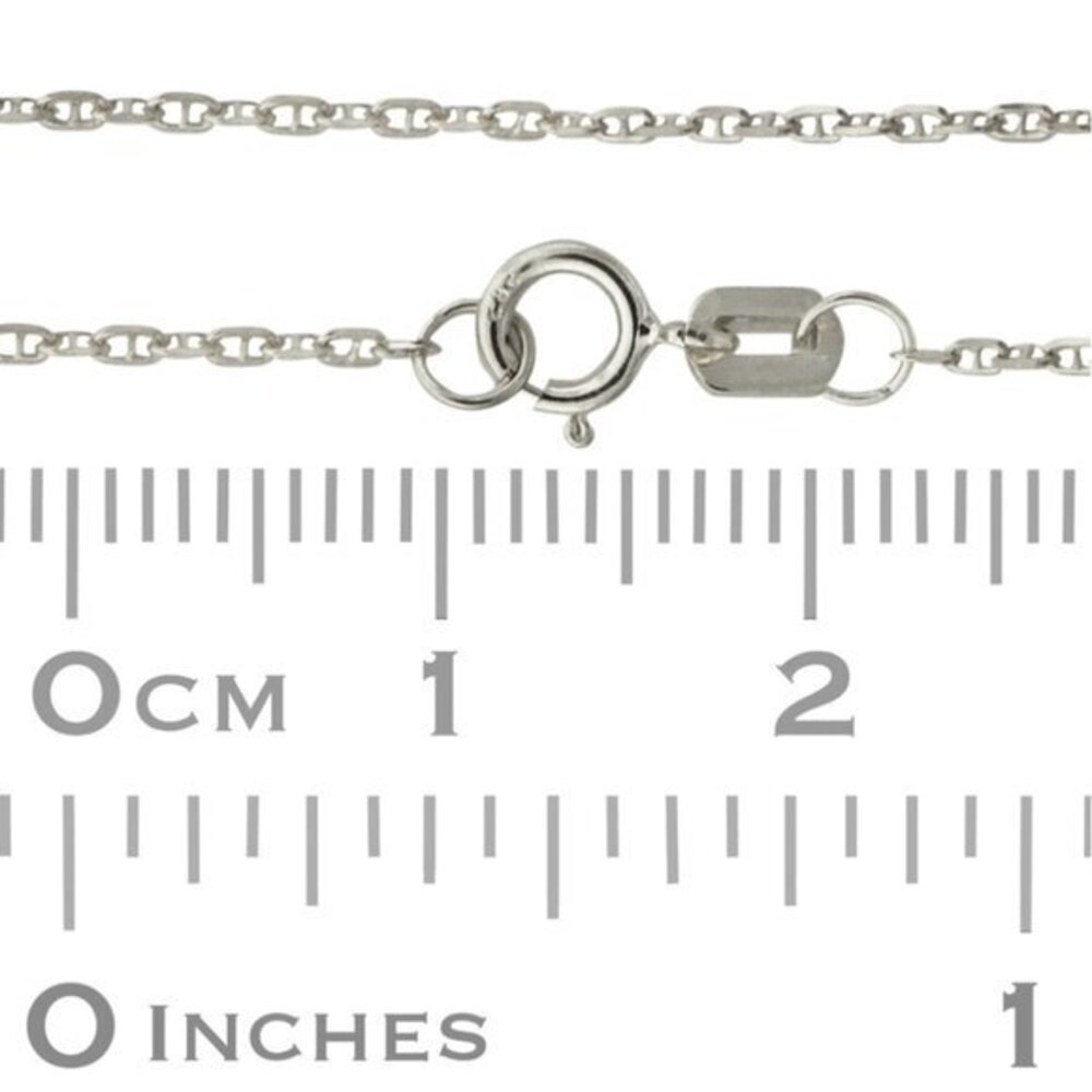 New 1.1mm White 14K Gold Diamond Cut Anchor Chain 16" or 18" inches long